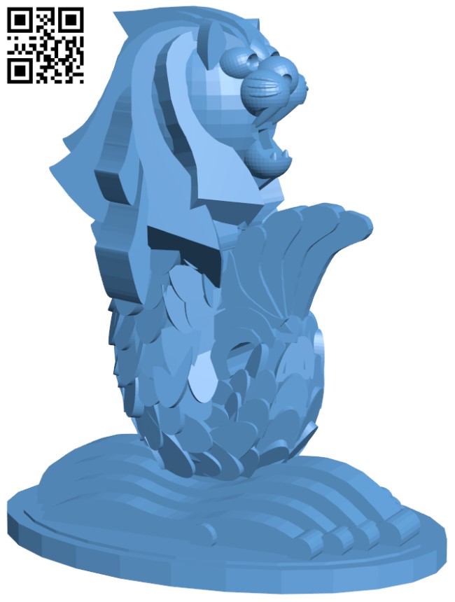 Merlion - Singapore H004742 file stl free download 3D Model for CNC and 3d printer