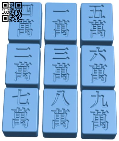 Mahjong Character Tiles H005488 file stl free download 3D Model for CNC and 3d printer