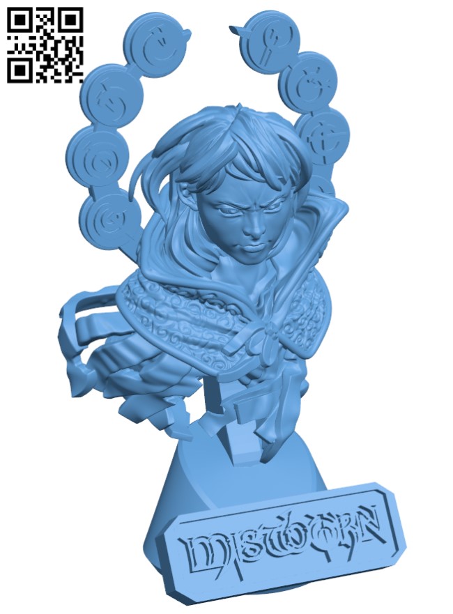 Mistborn Vin Bust H005663 file stl free download 3D Model for CNC and 3d printer