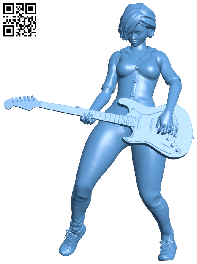 Girl with a guitar H006542 file stl free download 3D Model for CNC and 3d printer