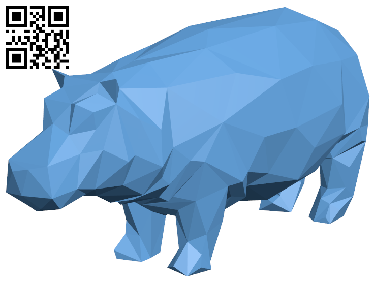 Low Poly Hippo H006384 file stl free download 3D Model for CNC and 3d printer