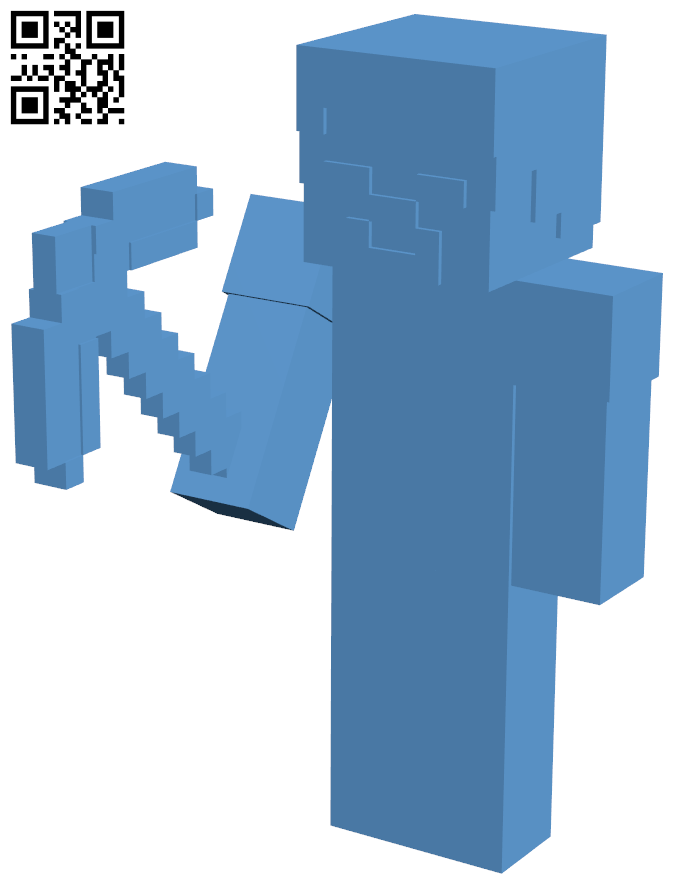 Minecraft steve model H006506 file stl free download 3D Model for CNC and 3d printer