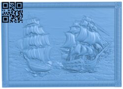 Sailboat painting T0002270 download free stl files 3d model for CNC wood carving