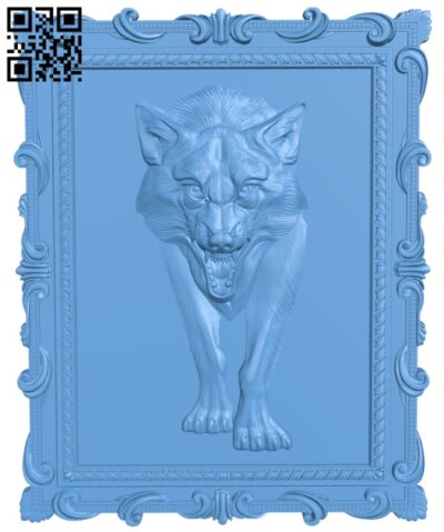 Wolf painting T0003069 download free stl files 3d model for CNC wood carving