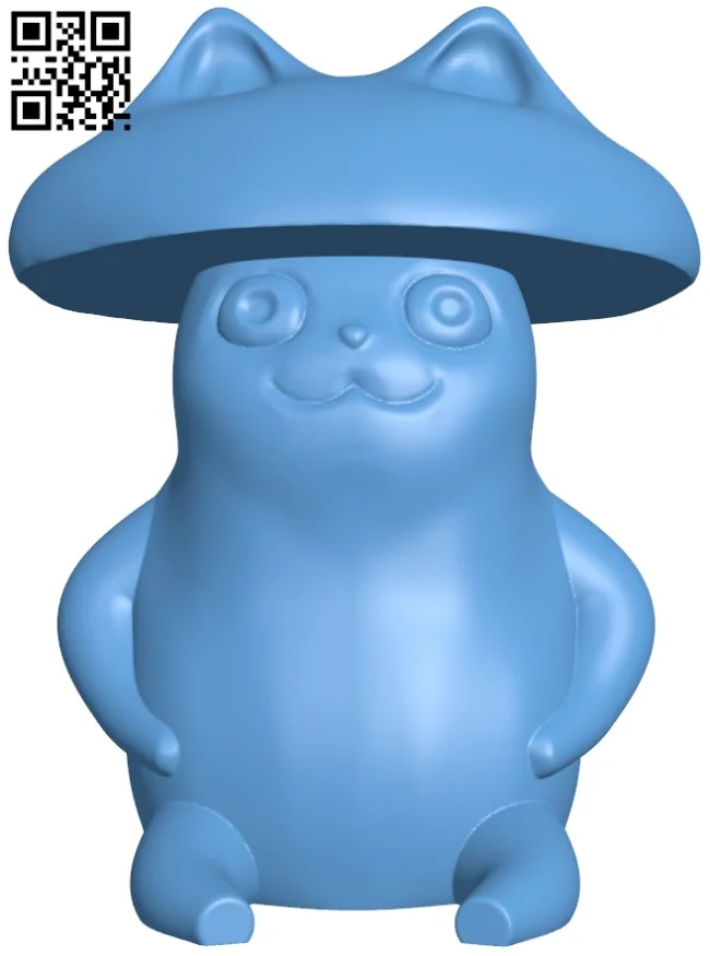 Cat with mushroom hat H011410 file stl free download 3D Model for CNC and 3d printer