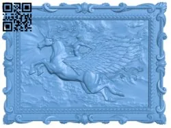 Painting of a unicorn and a girl T0003912 download free stl files 3d model for CNC wood carving