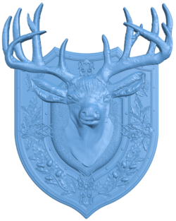 Deer shield T0004864 download free stl files 3d model for CNC wood carving