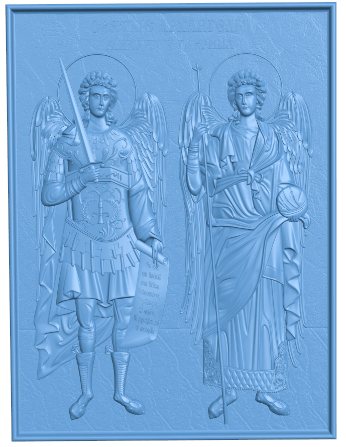 Icon of the Holy Archangels Michael and Gabriel T0004965 download free stl files 3d model for CNC wood carving