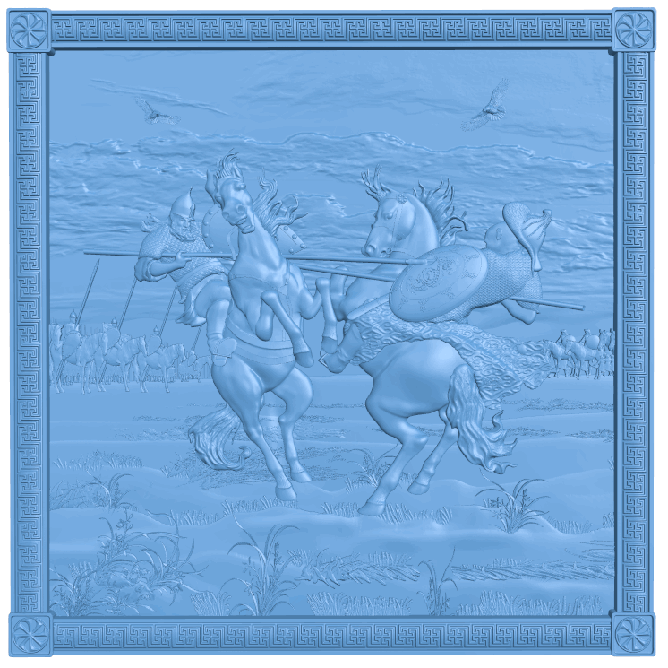 Picture of warriors fighting T0004936 download free stl files 3d model for CNC wood carving