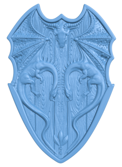 Shield with dragons T0004853 download free stl files 3d model for CNC wood carving