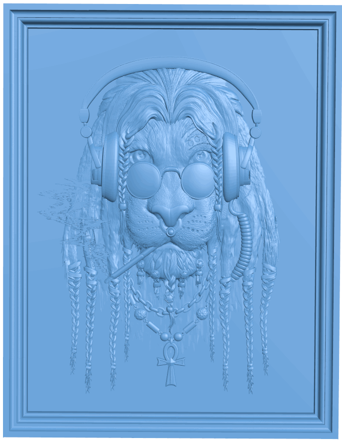 Smoking lion T0004886 download free stl files 3d model for CNC wood carving