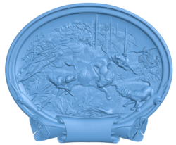 Picture of hunting dogs and wild boar T0005529 download free stl files 3d model for CNC wood carving