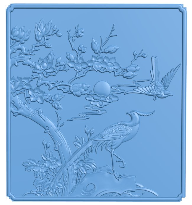 Painting of birds T0006033 download free stl files 3d model for CNC wood carving