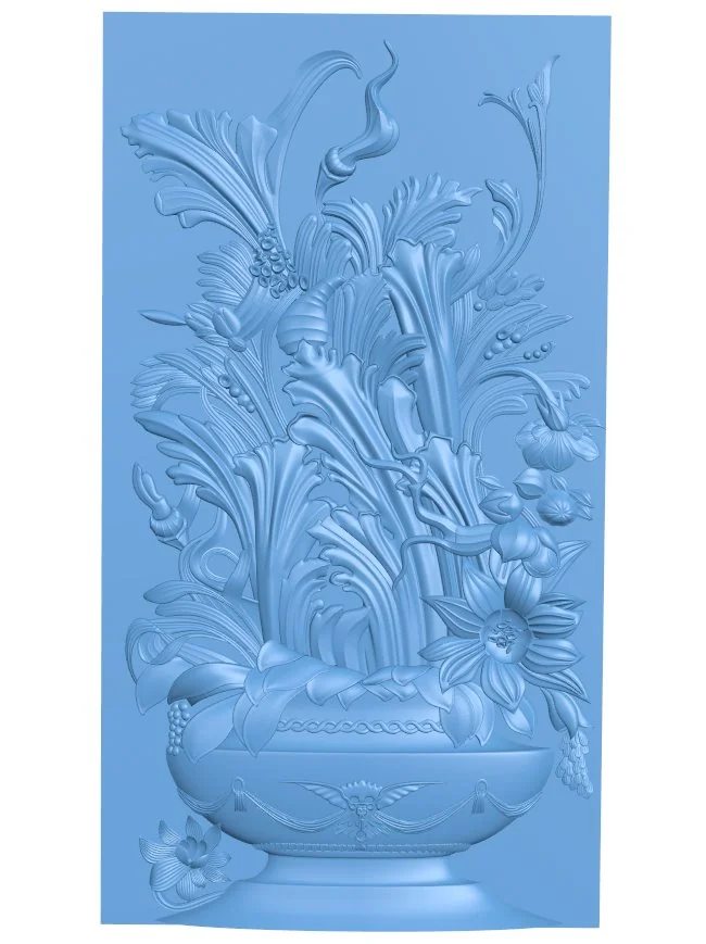 Flower painting T0006625 download free stl files 3d model for CNC wood carving