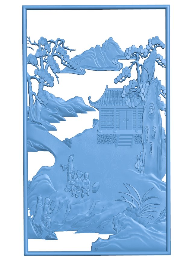 Landscape picture T0006761 download free stl files 3d model for CNC wood carving