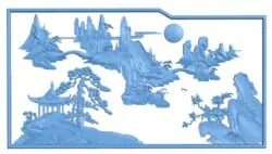 Landscape picture T0006865 download free stl files 3d model for CNC wood carving