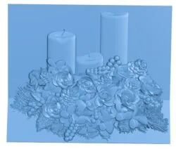 Candle and flower painting T0007301 download free stl files 3d model for CNC wood carving