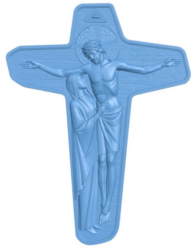 Cross with Jesus and Virgin Mary with chalice T0008226 download free stl files 3d model for CNC wood carving