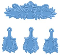 Carved set T0009109 download free stl files 3d model for CNC wood carving