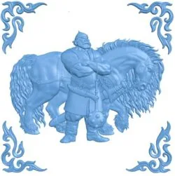 Picture of the hero Ilya Muromets and the horse T0009691 download free stl files 3d model for CNC wood carving