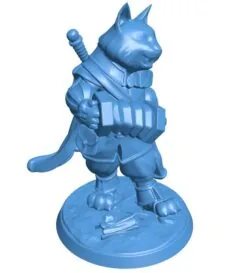 Cat warrior plays music B0011578 3d model file for 3d printer