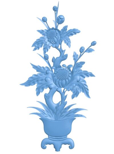 Flower vase painting T0011030 download free stl files 3d model for CNC wood carving