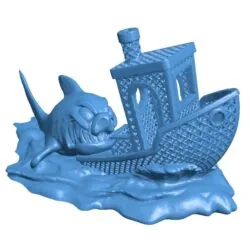 Shark attacks boat B0011617 3d model file for 3d printer