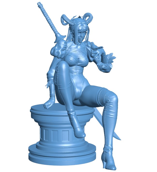 Female warrior and long sword B0011946 3d model file for 3d printer