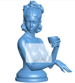 Girl and Coffee cup B0011978 3d model file for 3d printer