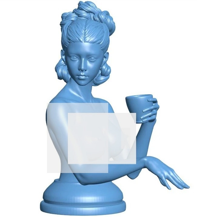 Girl and Coffee cup B0011978 3d model file for 3d printer