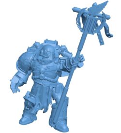 Warrior wearing robot armor holding a staff B0011990 3d model file for 3d printer