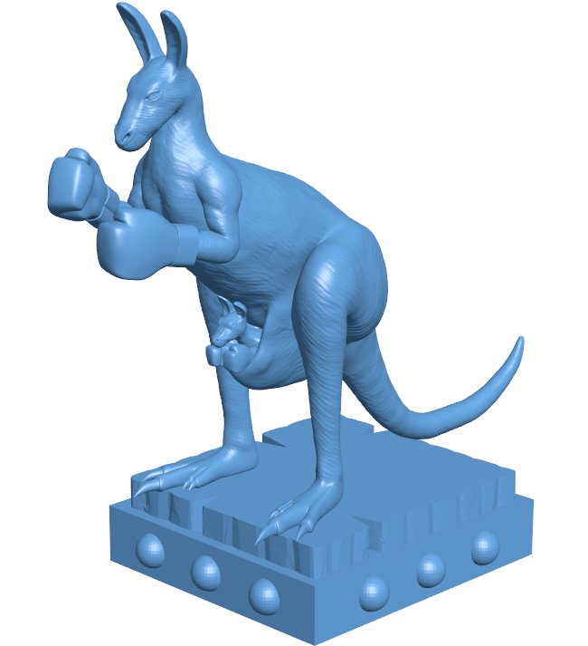 Female kangaroo plays boxing B0012222 3d model file for 3d printer