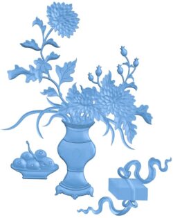 Flower vase painting T0011625 download free stl files 3d model for CNC wood carving
