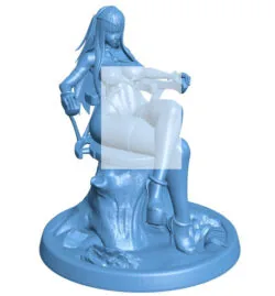 Girl sitting on a tree stump B0012199 3d model file for 3d printer