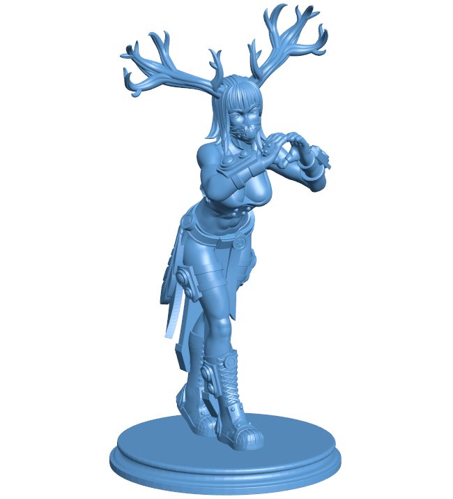 Girl wearing reindeer horns B0012271 3d model file for 3d printer