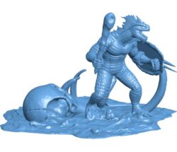 Lizardfolk barbarian B0012144 3d model file for 3d printer