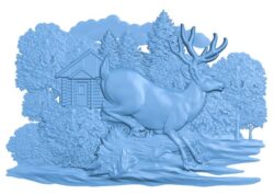 Deer painting T0011965 download free stl files 3d model for CNC wood carving