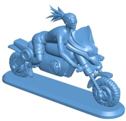 Girl riding a large displacement motorcycle B0012346 3d model file for 3d printer