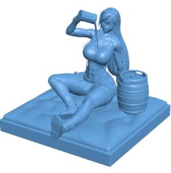 Girl sitting drinking beer B0012383 3d model file for 3d printer