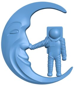 The Crescent Moon And The Cosmonaut T0011959 download free stl files 3d model for CNC wood carving