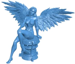 Angel sitting on pedestal B0012579 3d model file for 3d printer