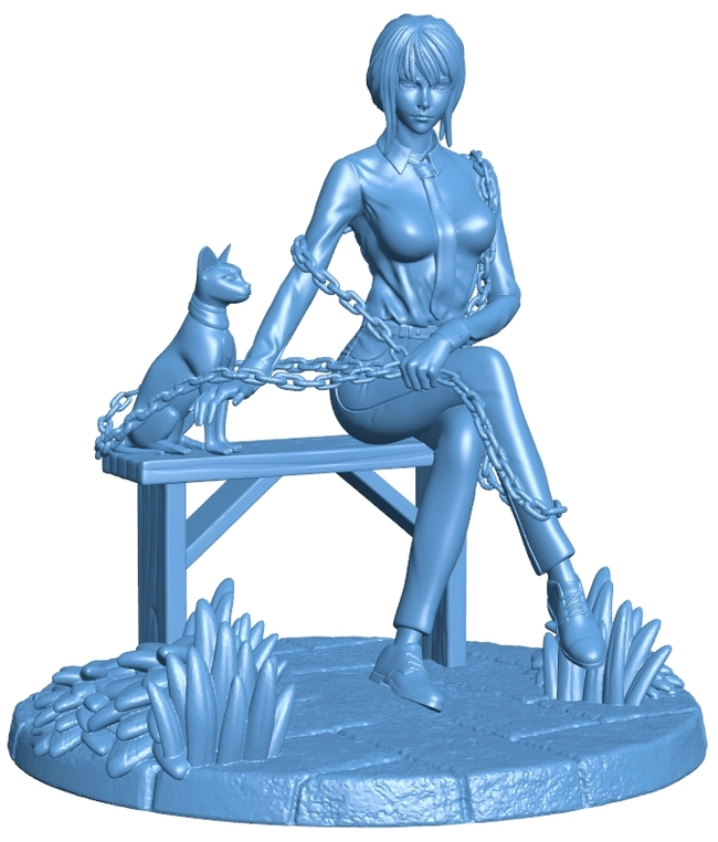 Makima and cat B0012725 3d model file for 3d printer